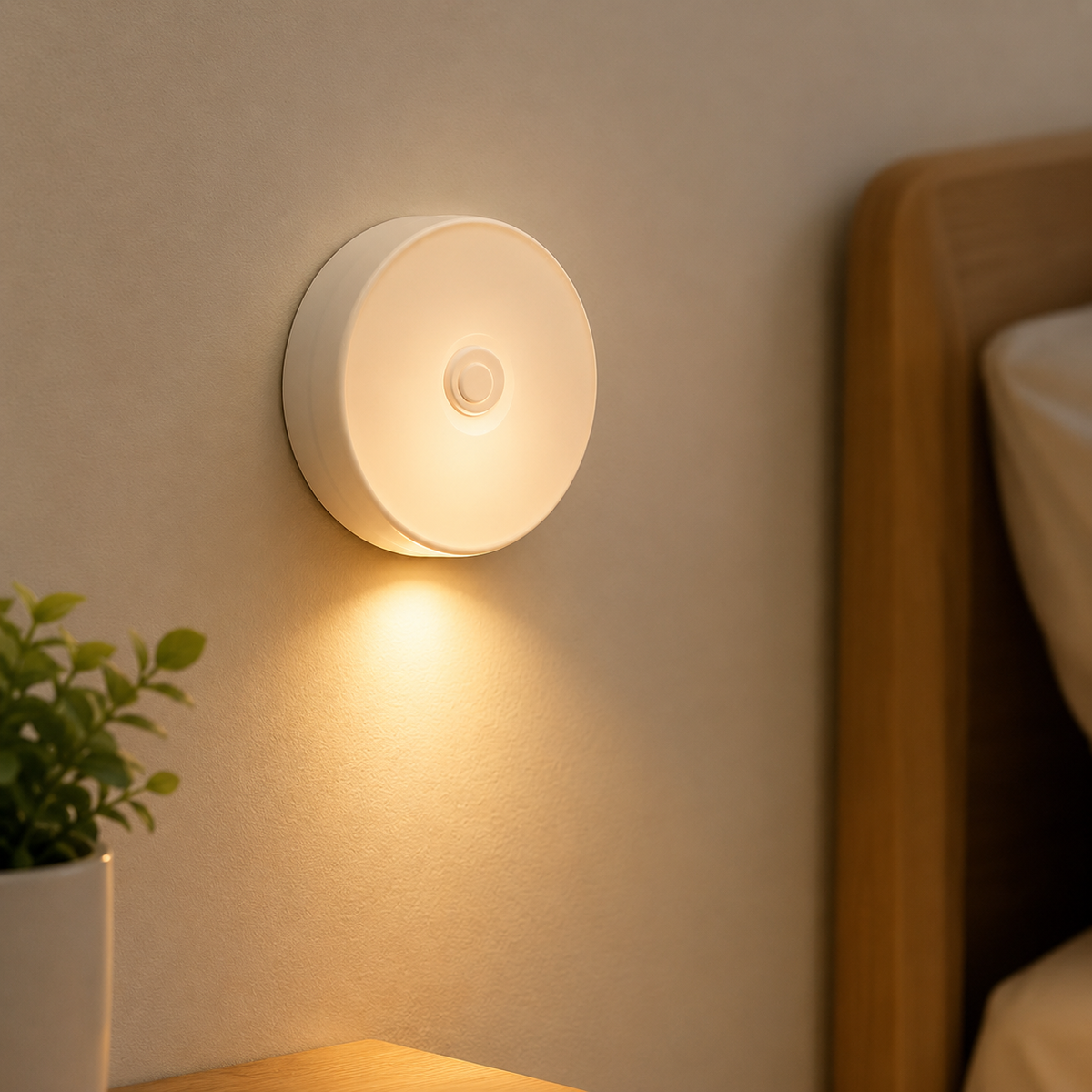 Rechargeable Round Motion Sensor Light - Adhesive and portable