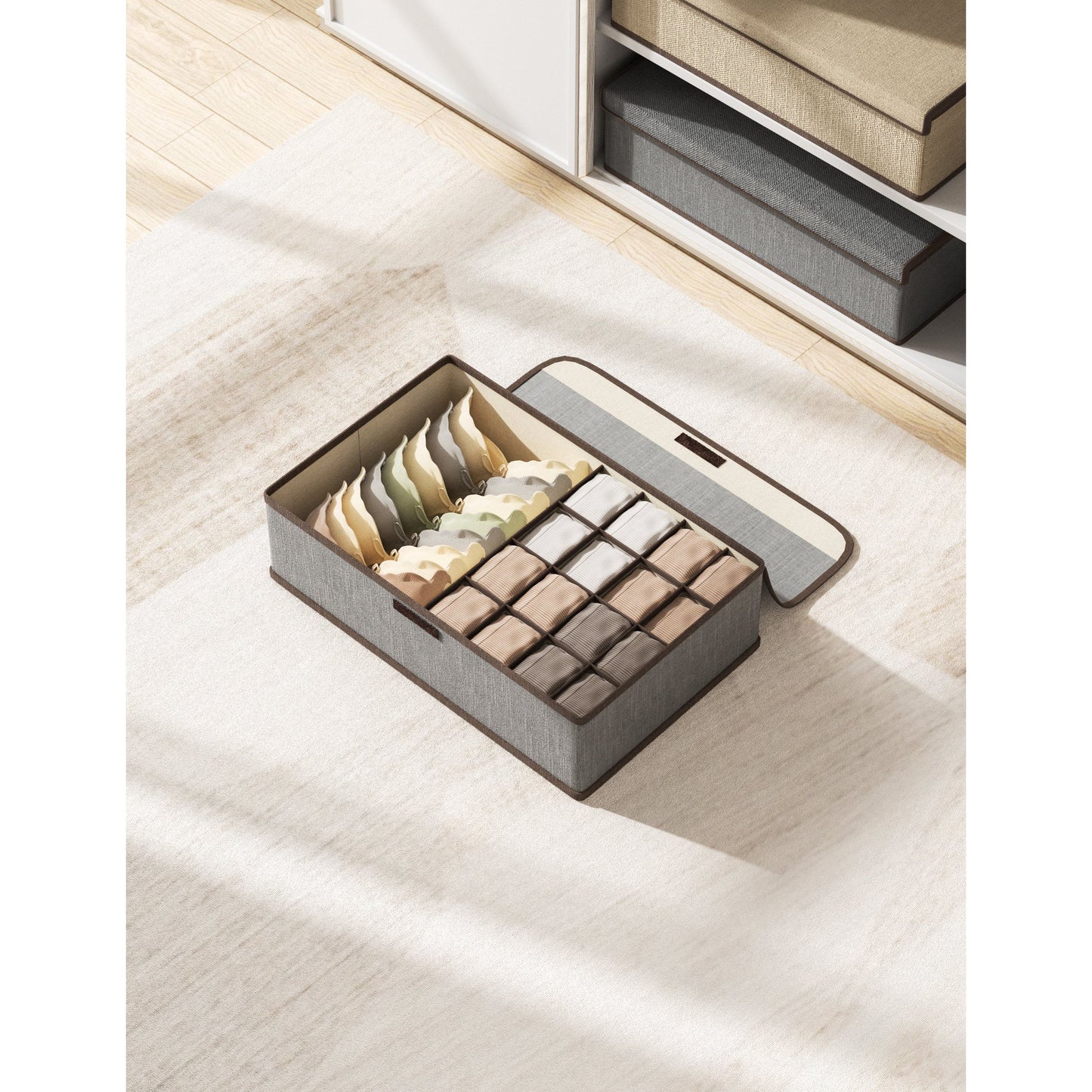 Grey Organizer Box for Socks and Underwear