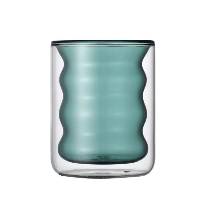 Double Wall Glass Cup Waves - 200ml - (by pcs not set)