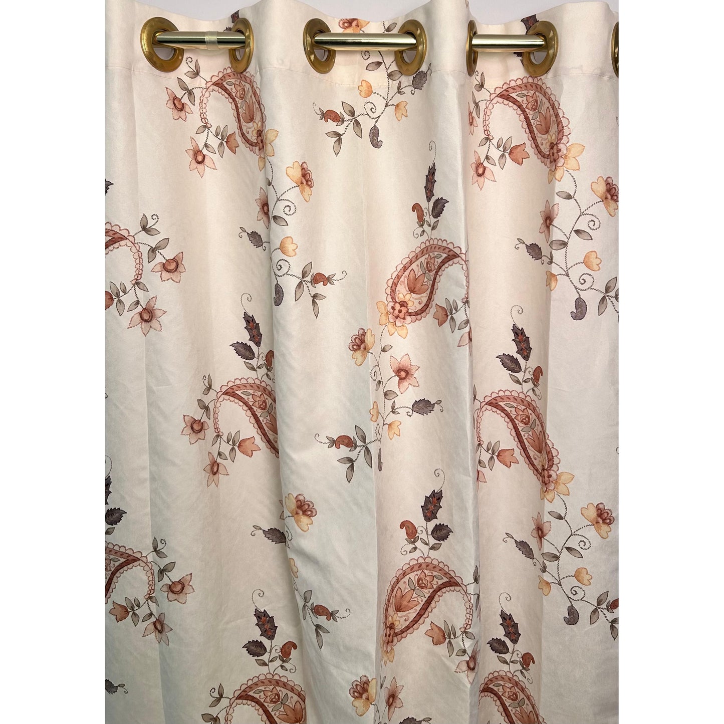 Beige Curtain with Flower Design - 140x265cm