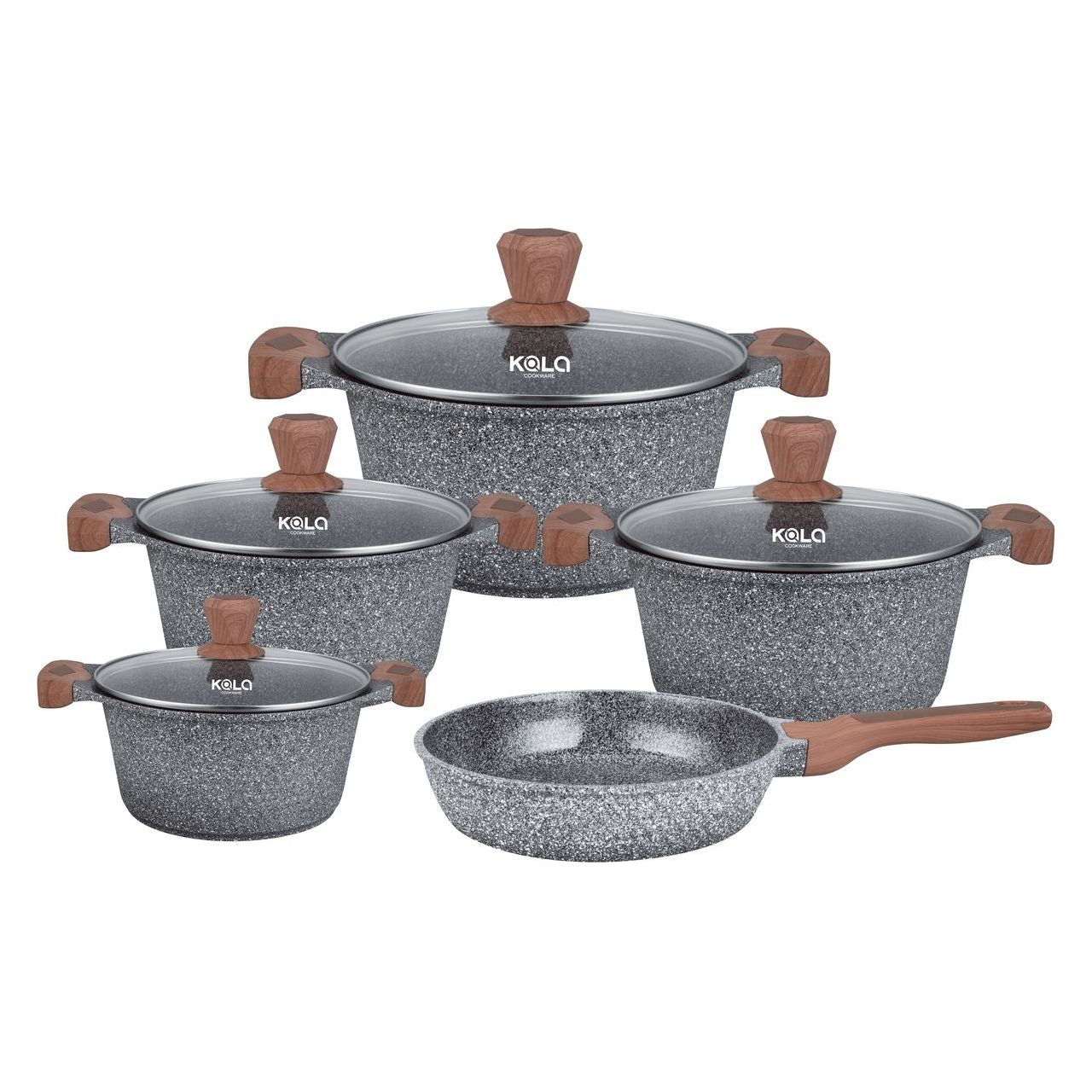 KALA Luxury Diamond Granite Cookware Set BLACK - 9PC