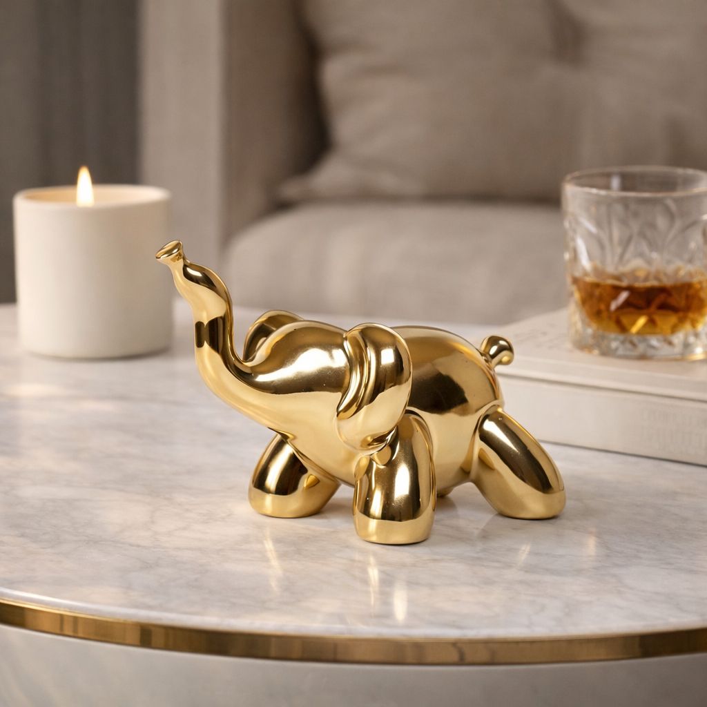 Golden Elephant Decorative Figurine