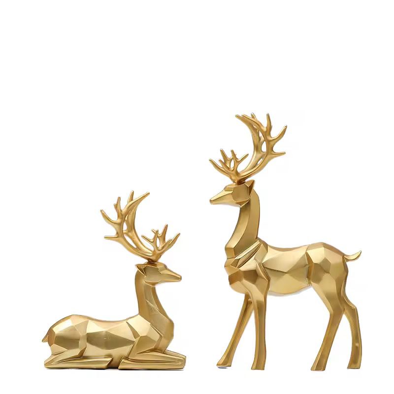 Luxury Gold Geometric Deer Figurine Set of 2