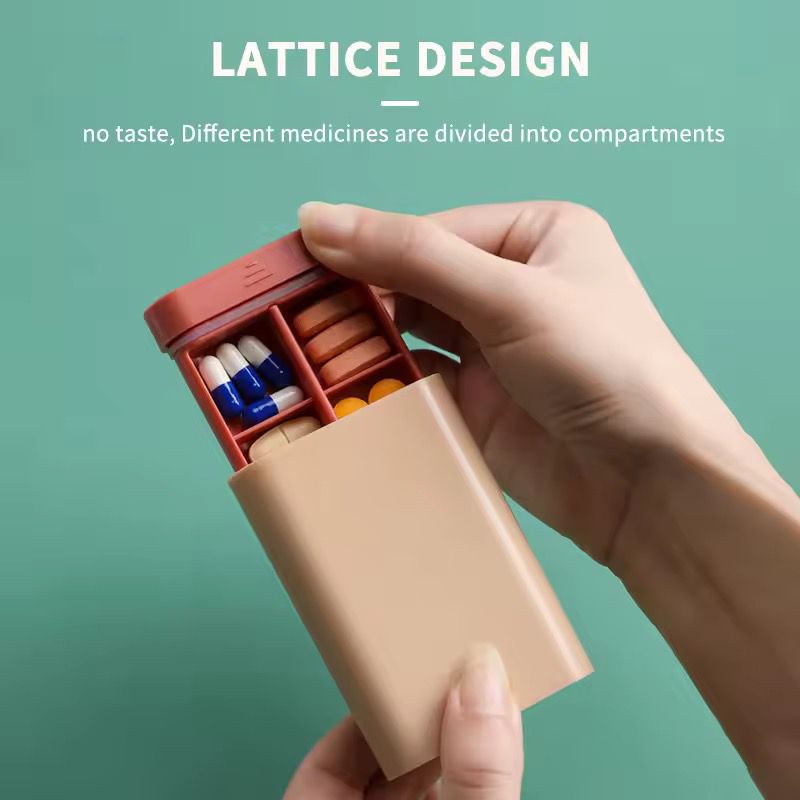 Portable Weekly Pill Organizer with Sliding Case - Pink Color