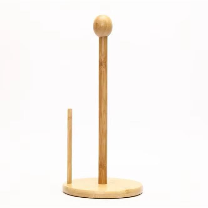 Bamboo Kitchen Paper Towel Holder with Base Stand