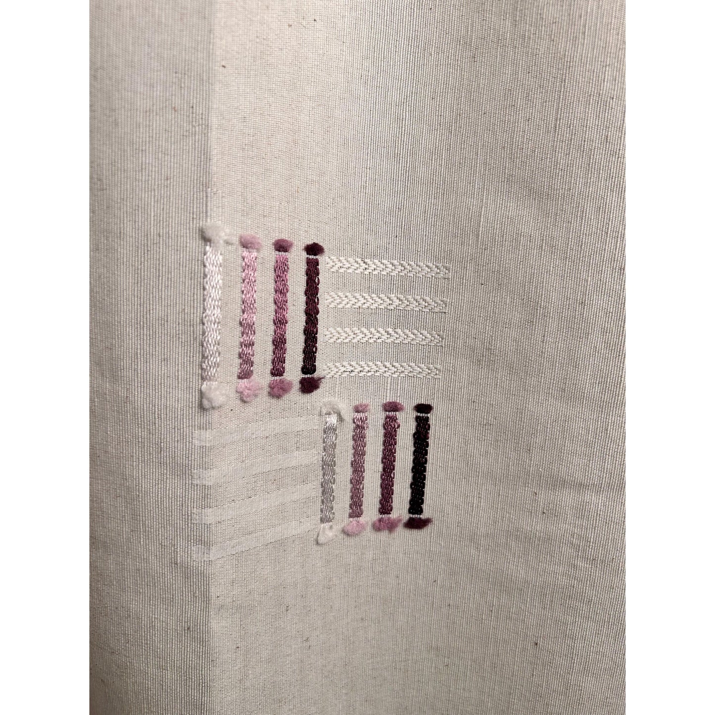 Beige Curtain with Purple Lines Design - 140x265cm