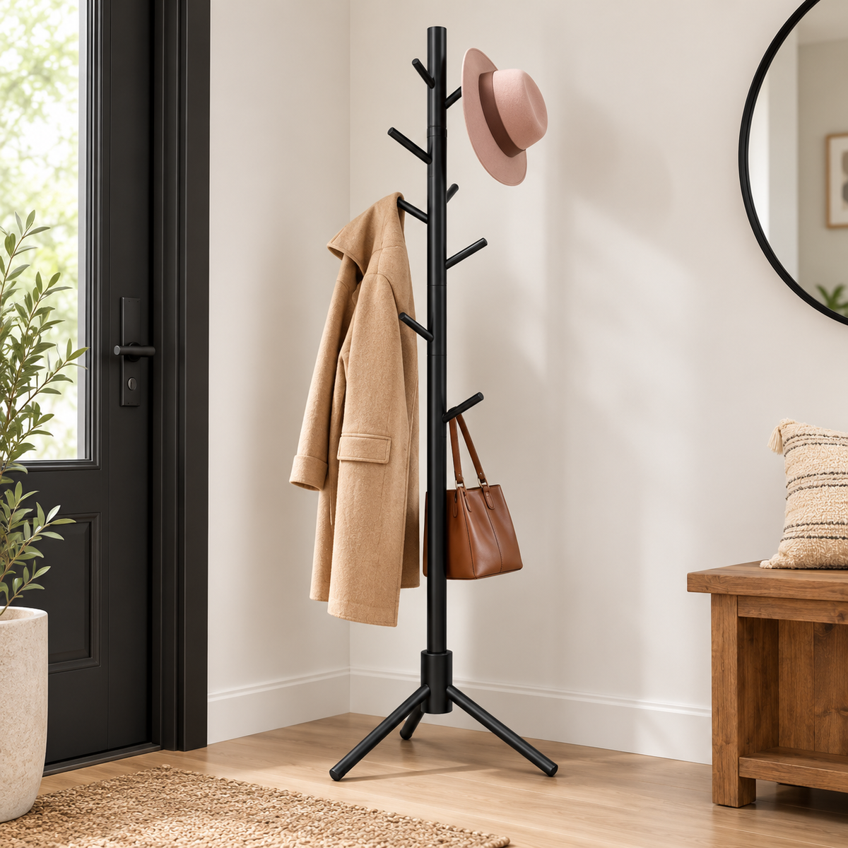 Tree-Style Coat Rack – Black