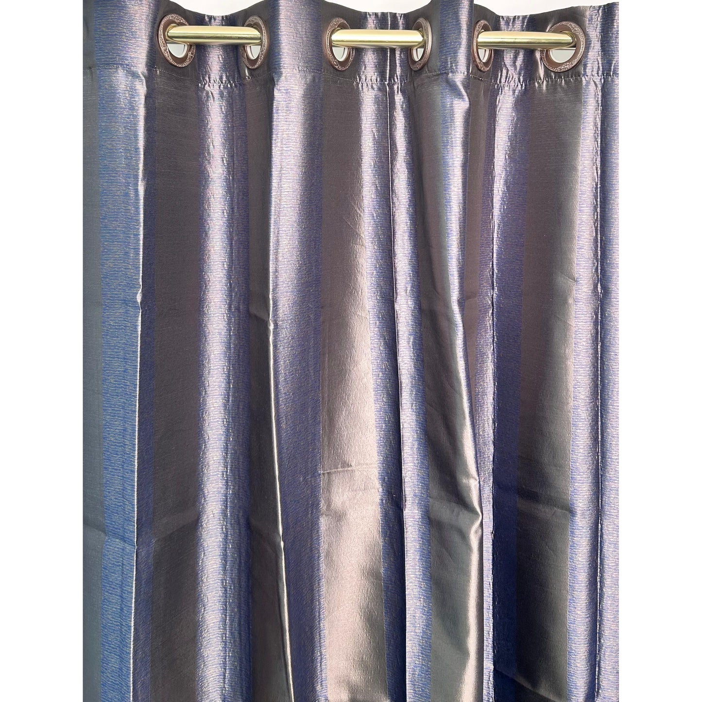 Blue Curtain with Grey Lines Design - 140x265cm