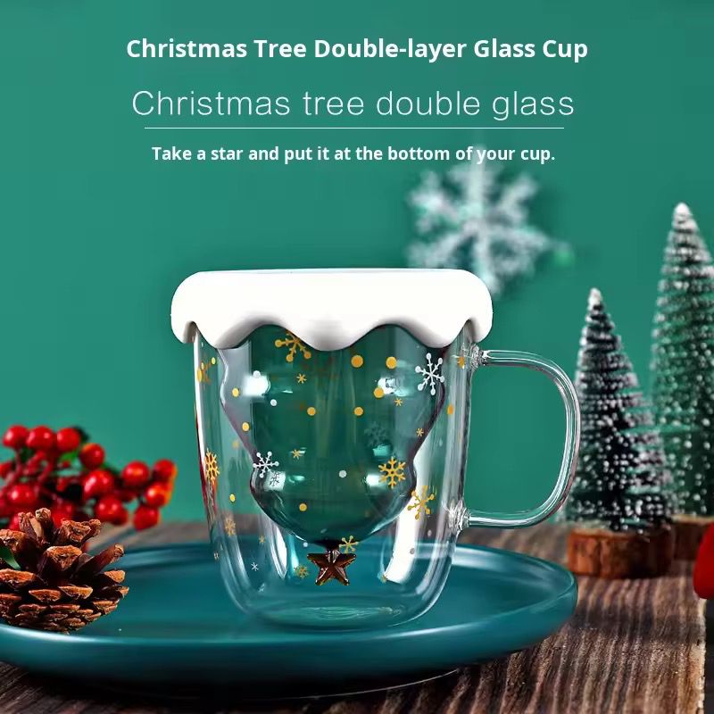 Double-Wall Grey Christmas Tree Mug - 300ml
