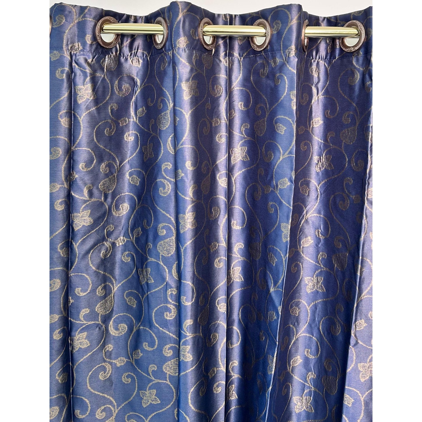 Dark Blue Curtain with Design - 140x265cm