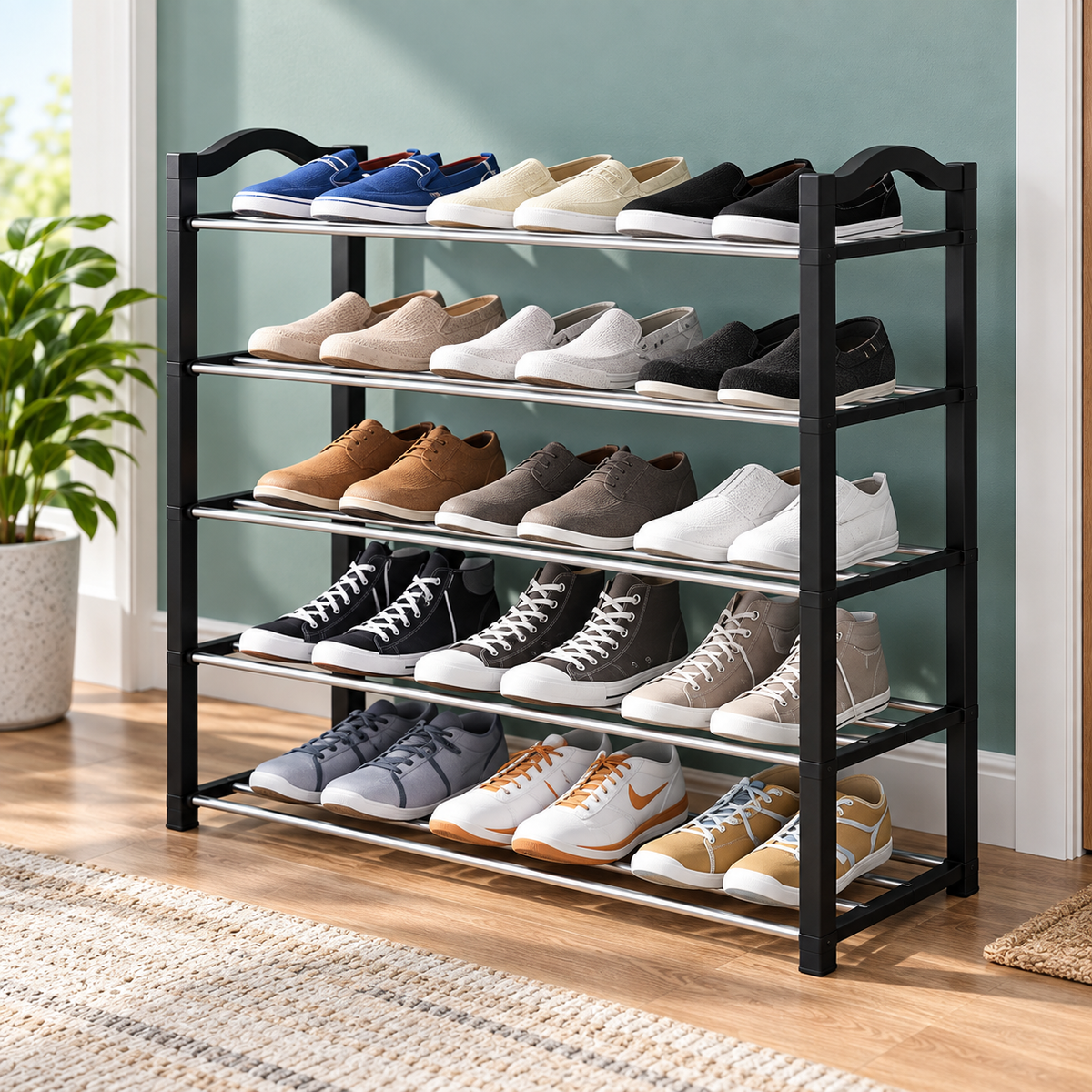 5-Tier Shoe Storage Rack – Black