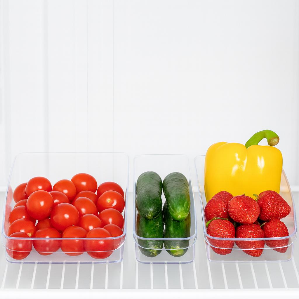 3-Piece Fridge Organizer Set – Clear Plastic Storage Bins