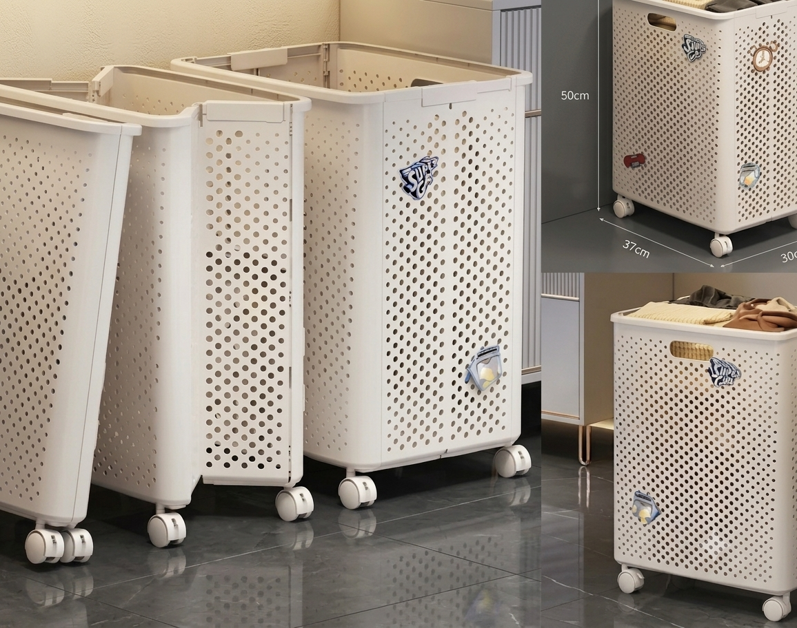 Collapsible Plastic Laundry Basket - 60L