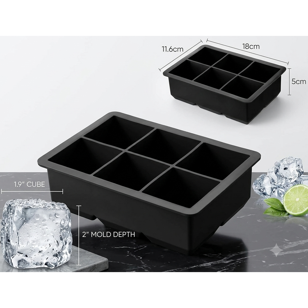6-Cavity Large Ice Cube Silicone Mold
