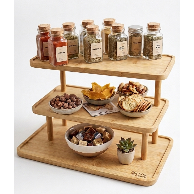 3-Tier Bamboo Counter Top Organizer & Display Shelf