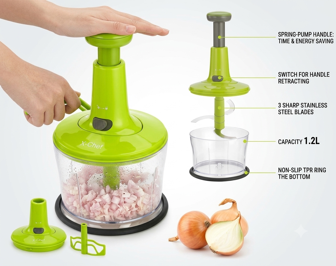 Manual Push Chopper - 1.2L