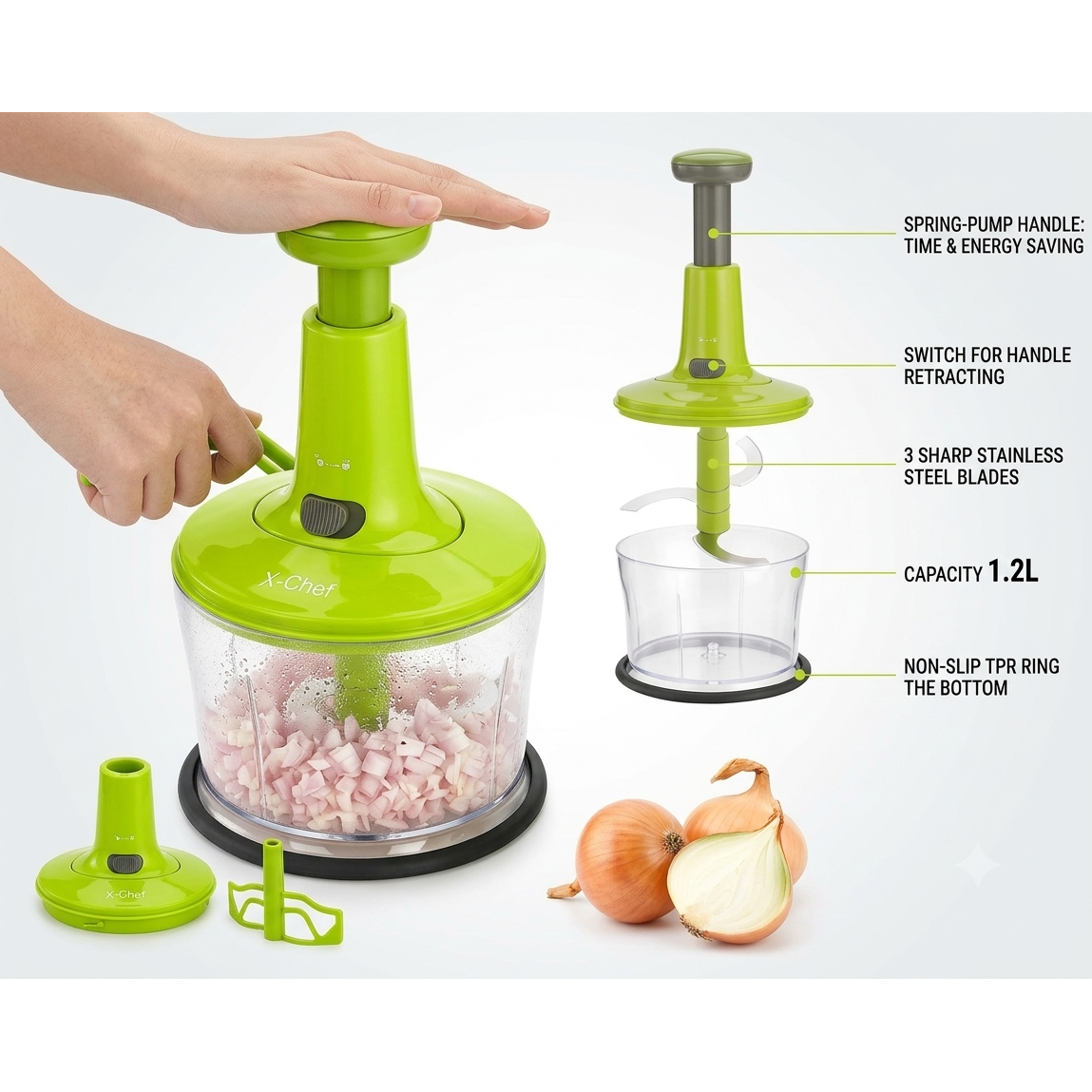 Manual Push Chopper - 1.2L