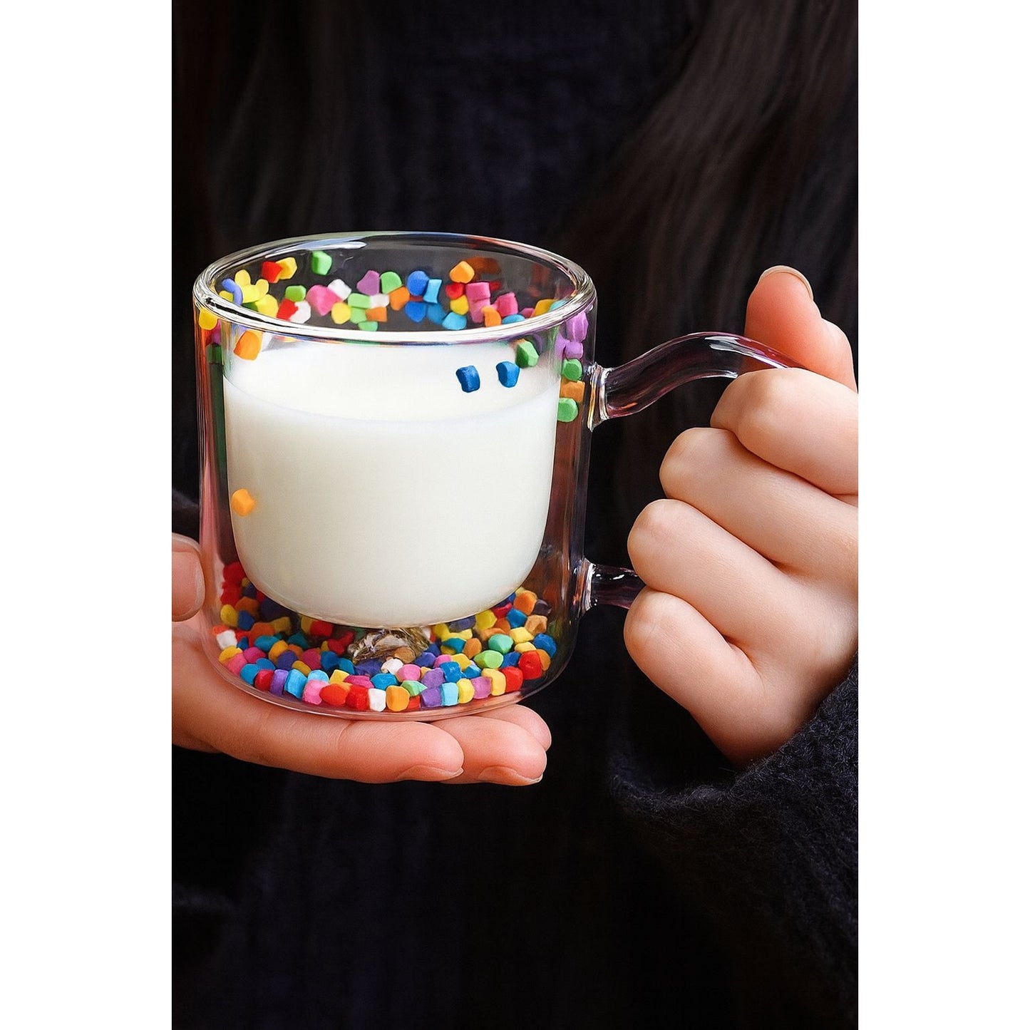 Double wall Glass Mug With Sprinkles - 190ml