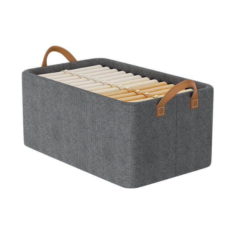 Fabric File Storage with Handles - Dark Grey