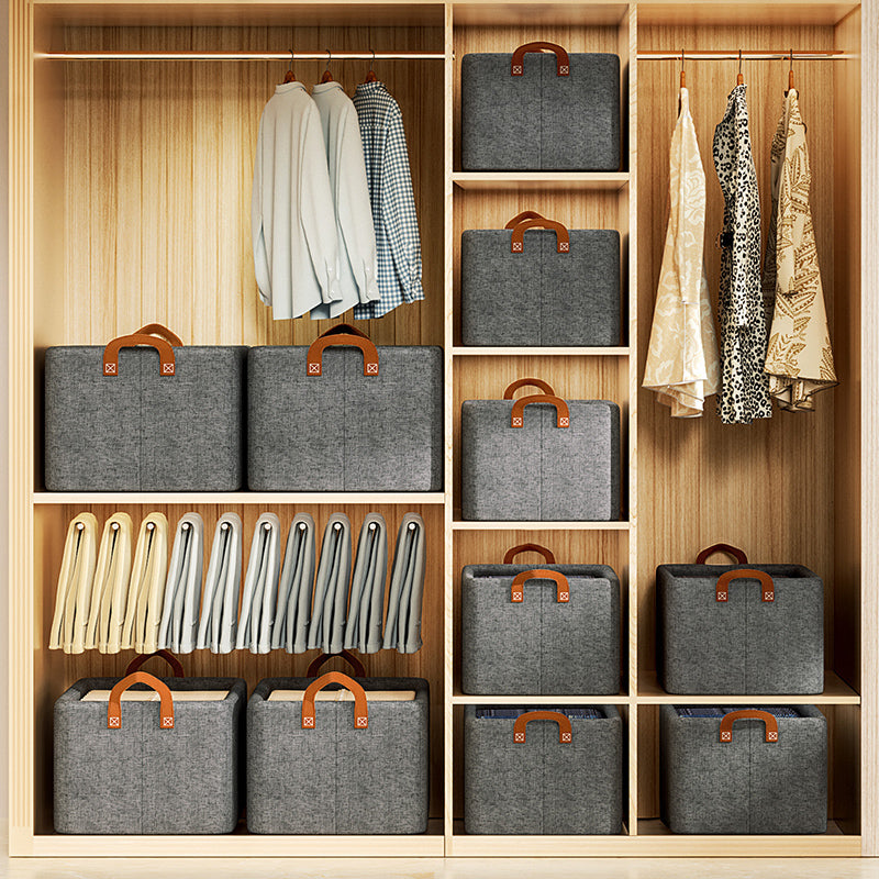 Fabric File Storage with Handles - Dark Grey