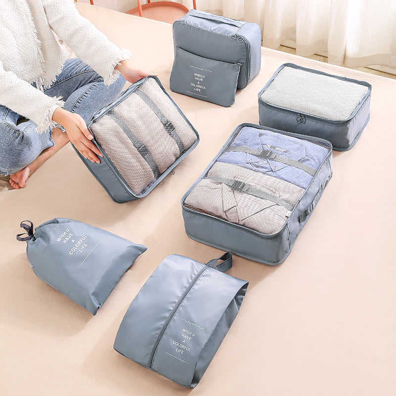 7-Piece Grey Travel Organizer Set