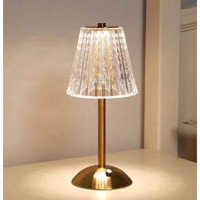 Golden Veil Crystal Table Lamp