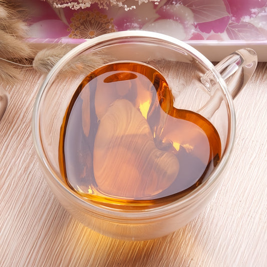 Heart-Shaped Double Wall Glass Cup - 180ml