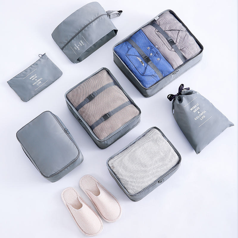 7-Piece Grey Travel Organizer Set