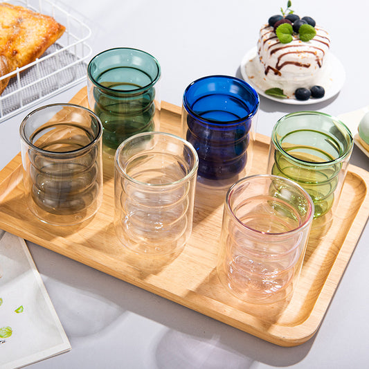Double Wall Glass Cup Waves - 200ml - (by pcs not set)