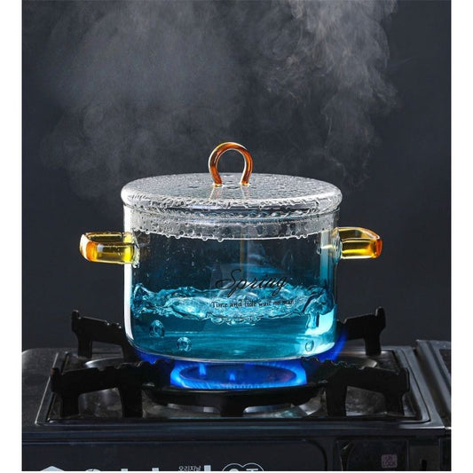 Blue Glass Heat Resistant Cooking Pot- 1500ml