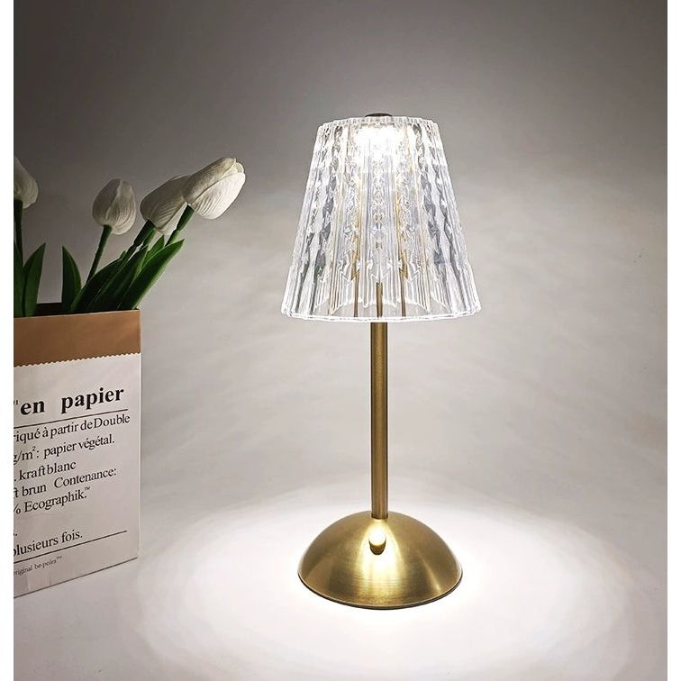 Golden Veil Crystal Table Lamp
