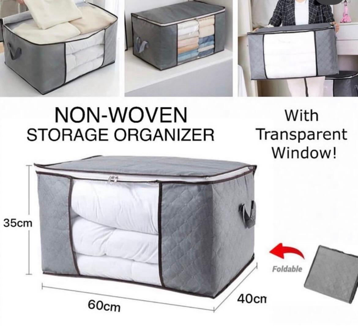 Foldable Non-woven Storage Organizer Box with Clear Window- 84L