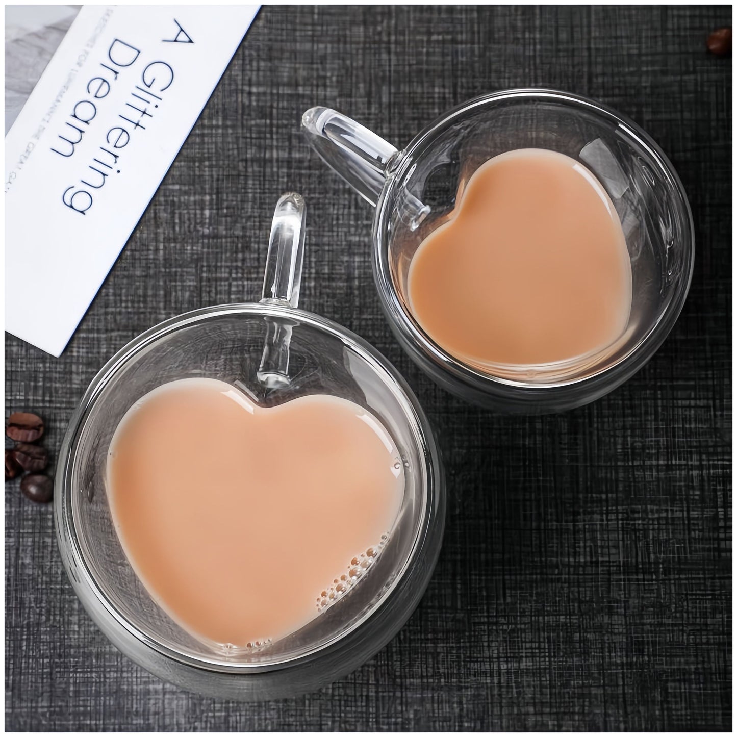 Heart-Shaped Double Wall Glass Cup - 180ml