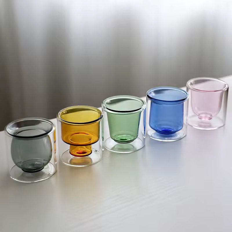 70ml Grey Double Wall-Espresso Glass Cup