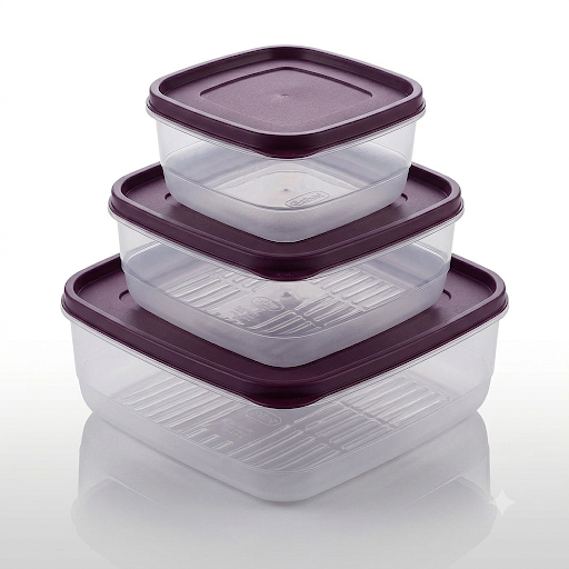 3-Piece Plastic Food Storage Container Set - Airtight & Stackable