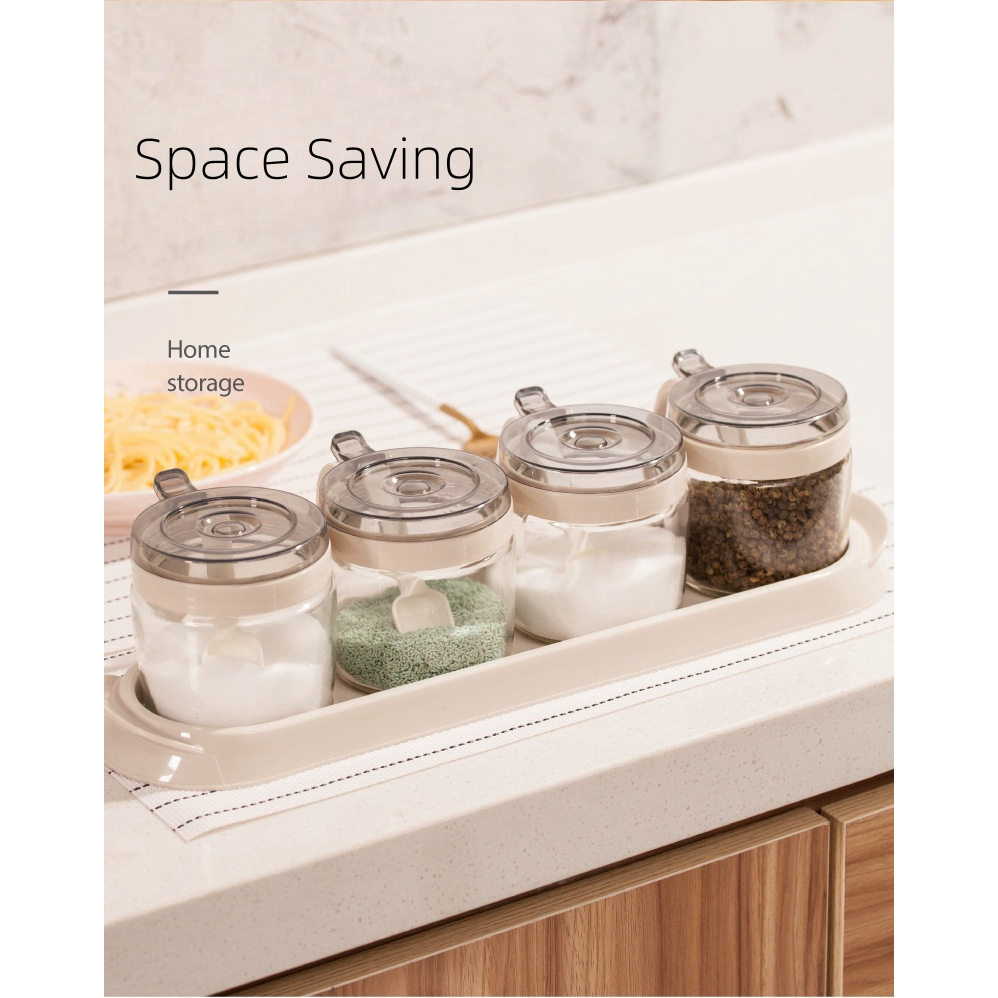 4-Jar Condiment Dispenser Set with Tray