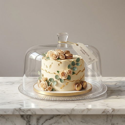 Elegant Plexi Cake Stand with Dome Lid - Textured Serving Plate