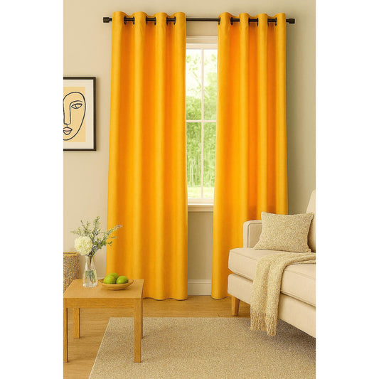Light Beige x Orange Curtain - 140x265cm