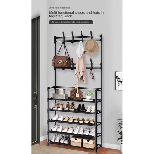 6 -Layers Shoe Rack & Clothes Hooks
