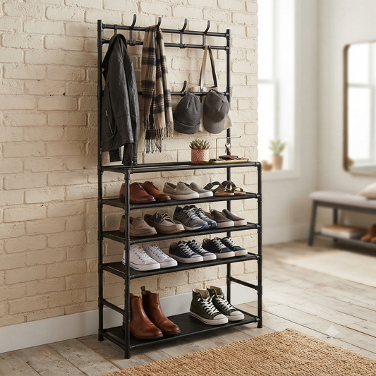 6 -Layers Shoe Rack & Clothes Hooks