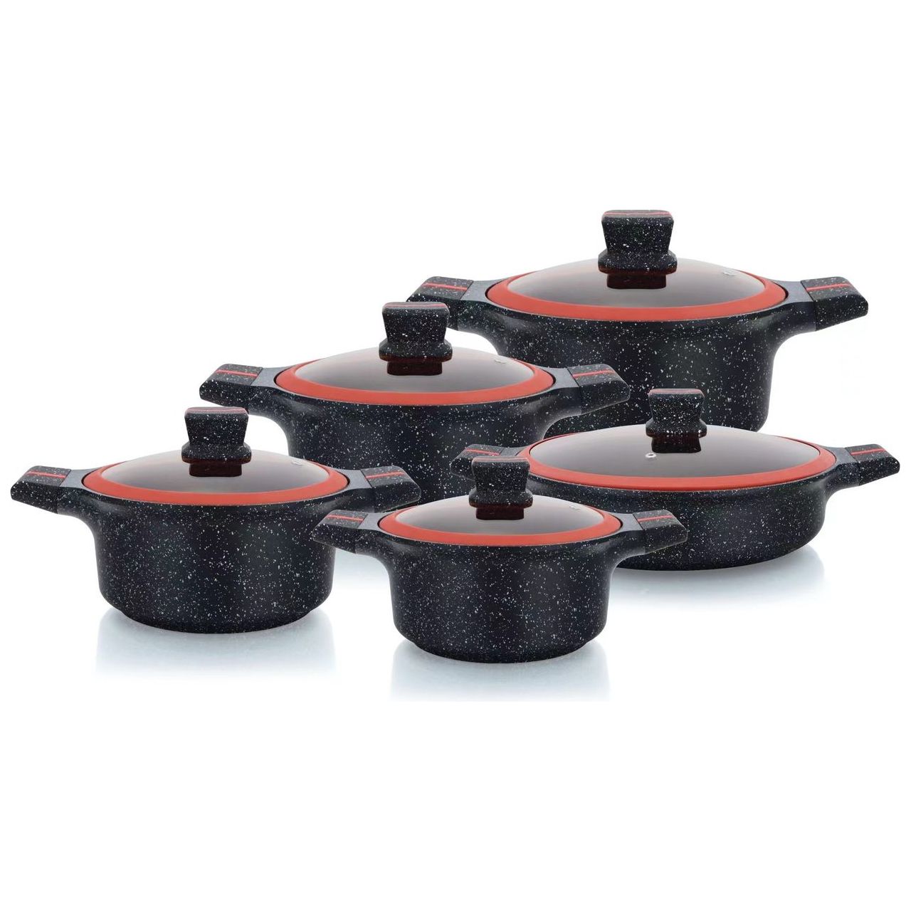 KALA Granite Cookware BLACK AND RED - 10PCS