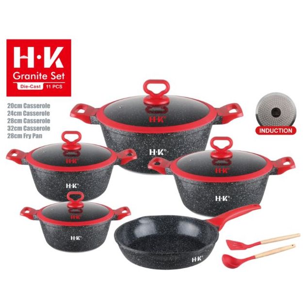 Granite Die-Cast Cookware Set BLACK - 11 PCS