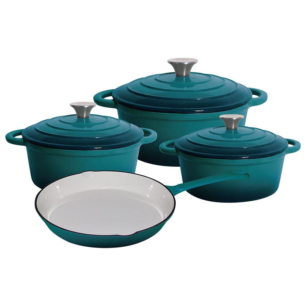 Dutch Oven Luxury Cast Iron Cookware Set BLUE