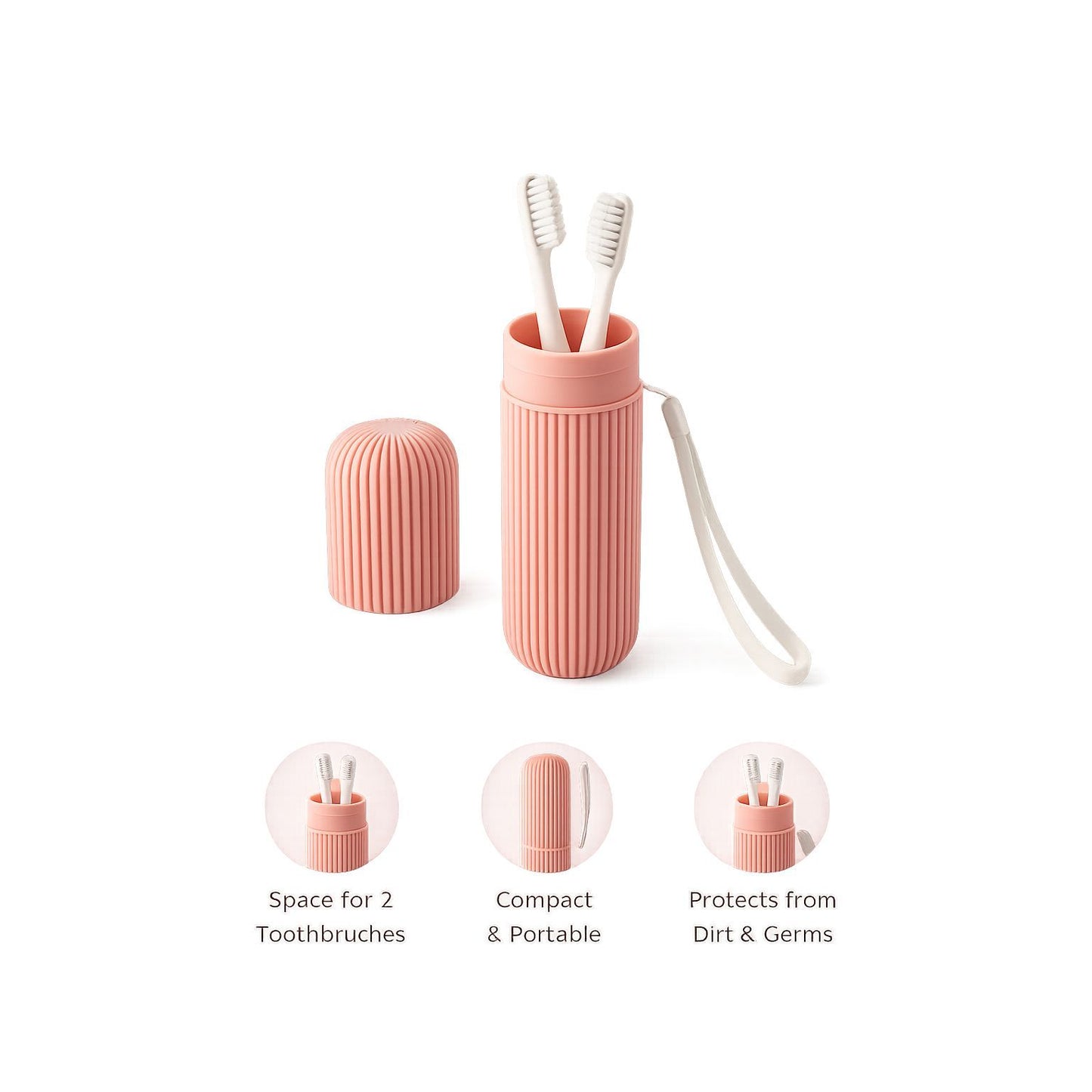 Portable Toothbrush Holder Case - Travel Storage with Strap