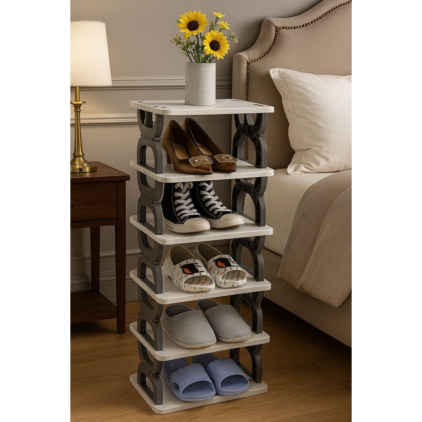 6-Layer Vertical Shoe Rack - Space Saving Organizer for bedroom & Entryway