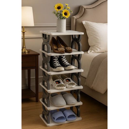 6-Layer Vertical Shoe Rack - Space Saving Organizer for bedroom & Entryway