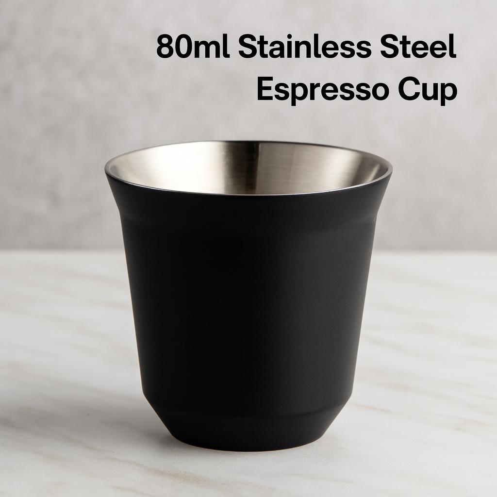 80ml Stainless Steel Espresso Cup - Black