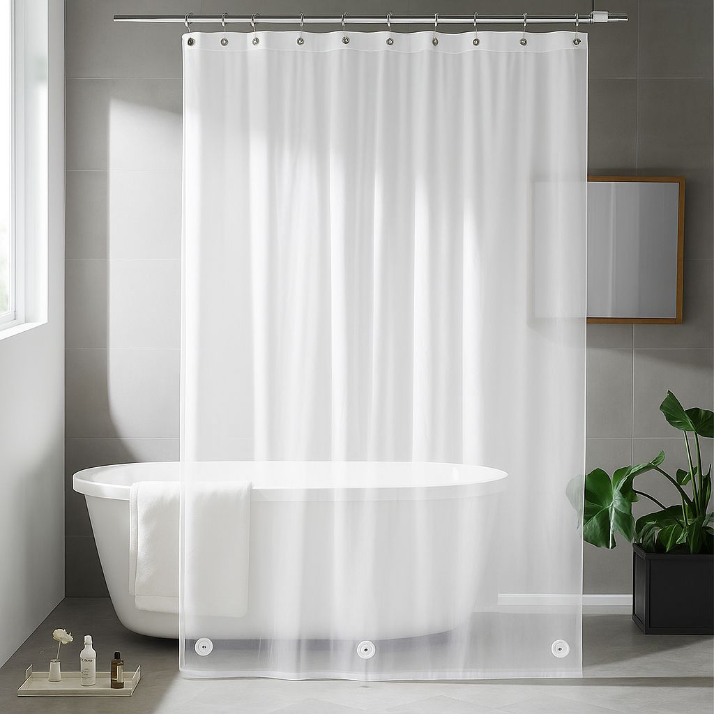 Stain & Soap Scum Resistant Shower Curtain Liner - White