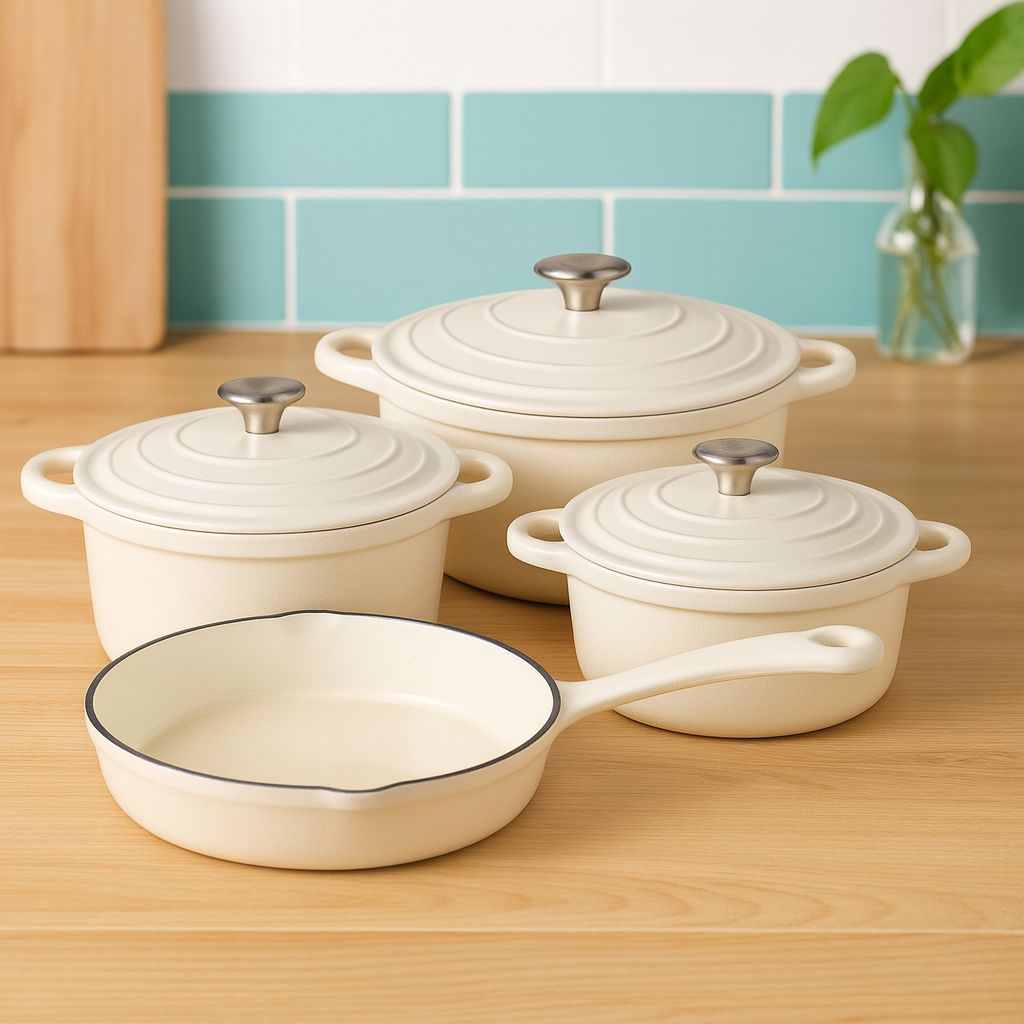 Dutch Oven Luxury Cast Iron Cookware Set - Blue