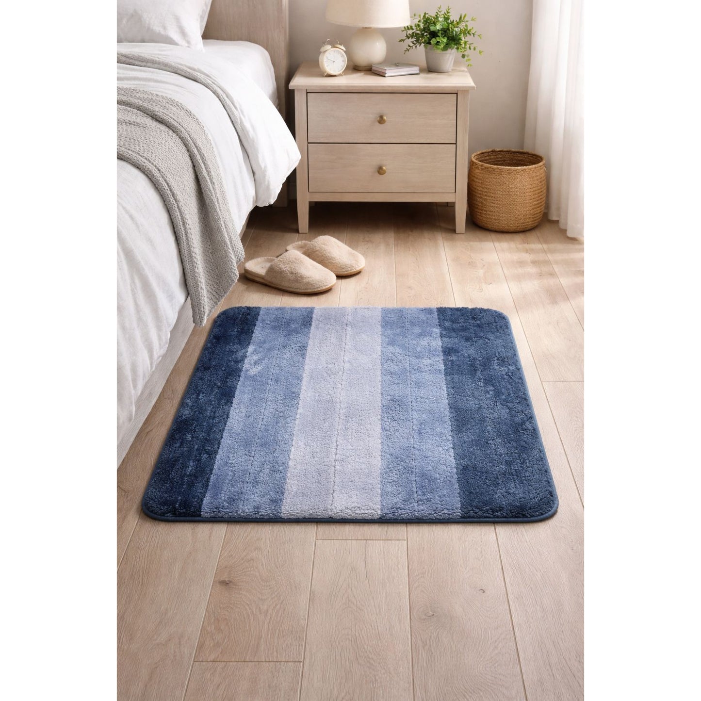 Soft Striped Floor Mat - Blue 50x80cm
